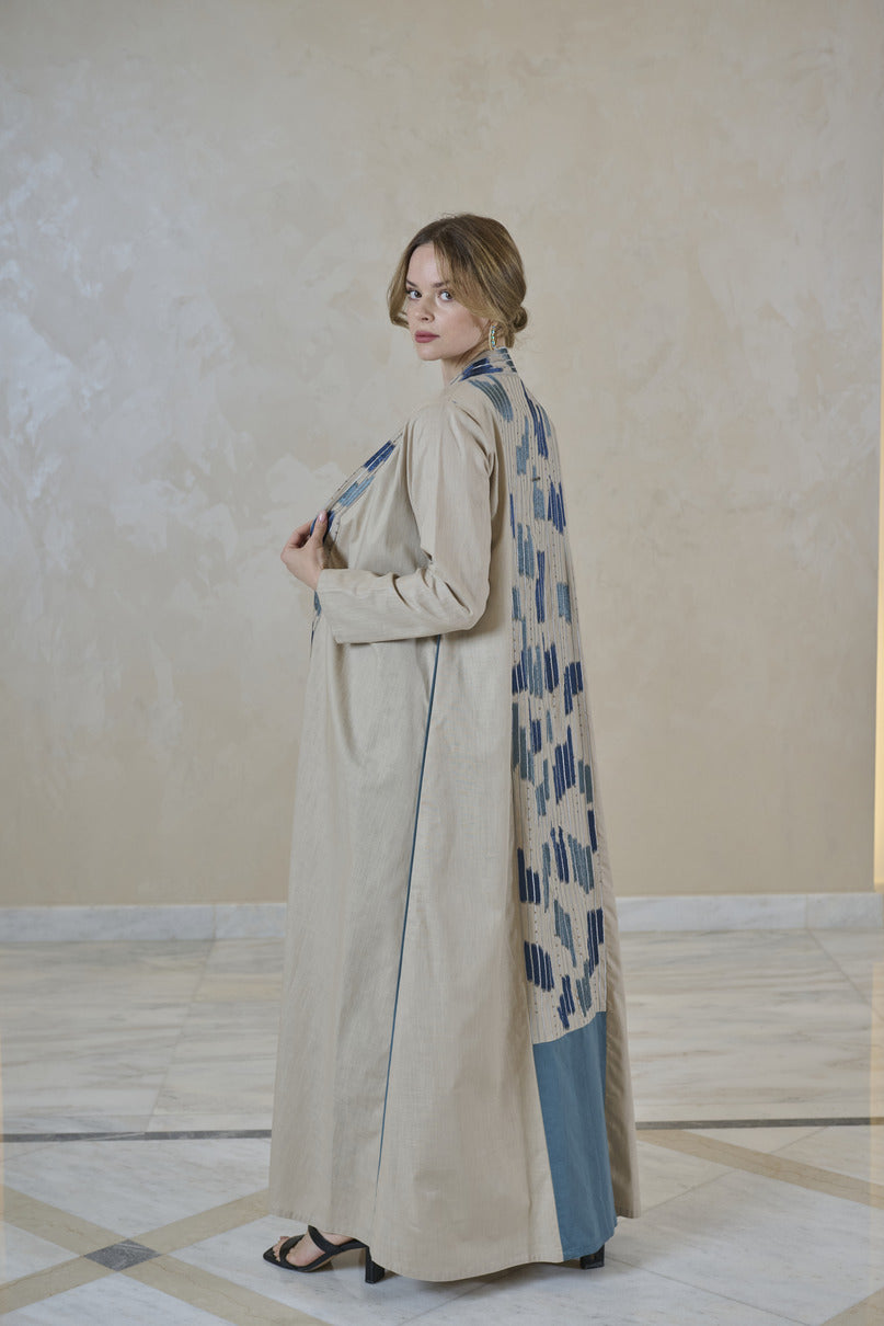 A0220 Beige linen with hand embroidered back and front